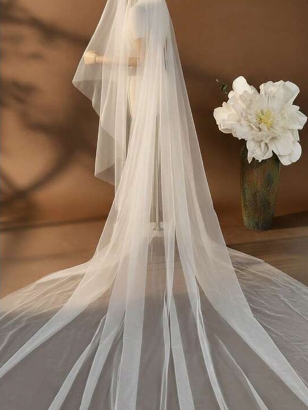 Elegant White Bridal Veil - Cathedral length